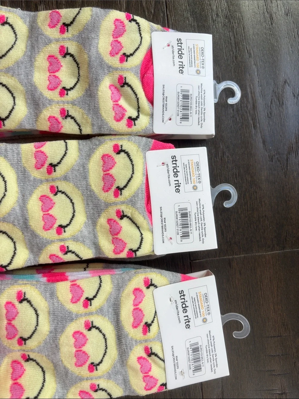 Stride rite Surprise 9 pair3 3 packs,ankle,happy face,heart smile face,stripe,